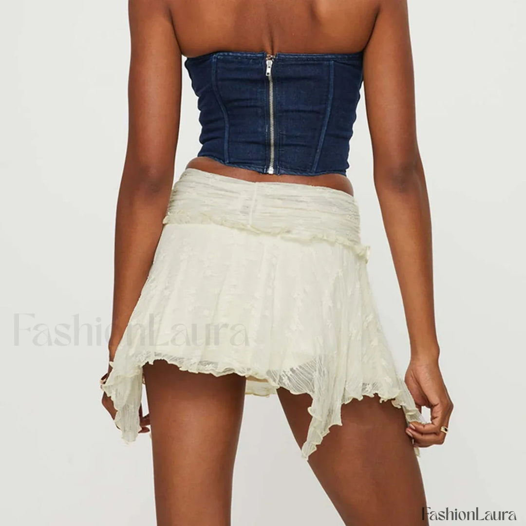 Emily & Isabella Brooks | Lace Ruffle Pleated Mini Skirt