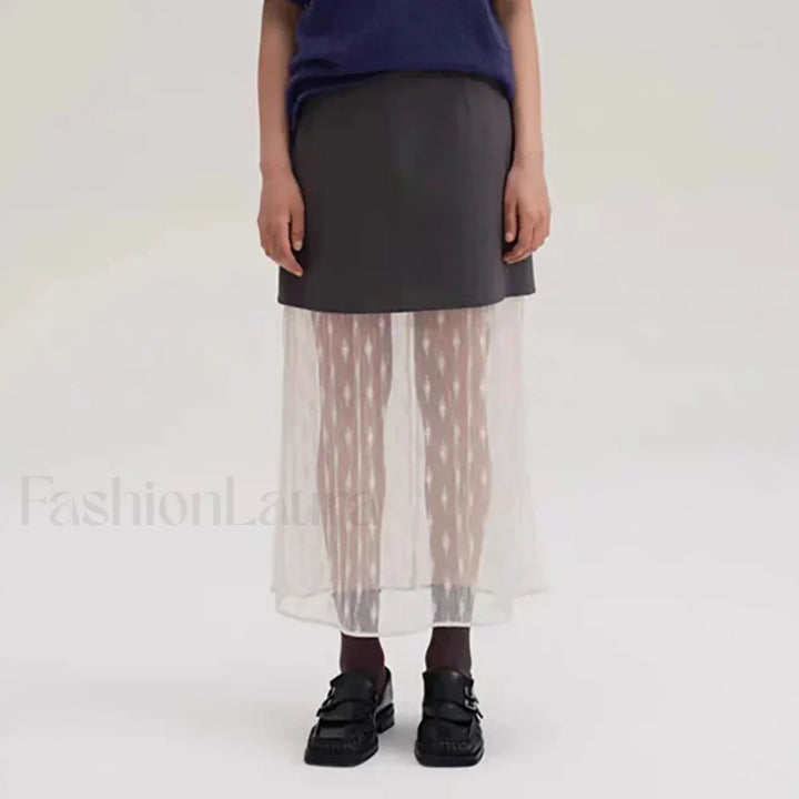 Emily & Isabella Brooks | Lace Splicing Straight Skirt