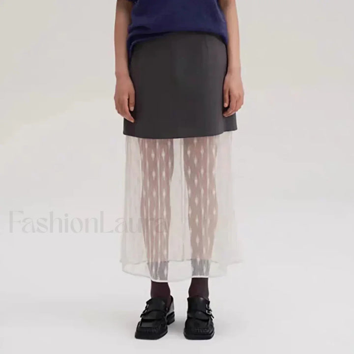 Emily & Isabella Brooks | Lace Splicing Straight Skirt