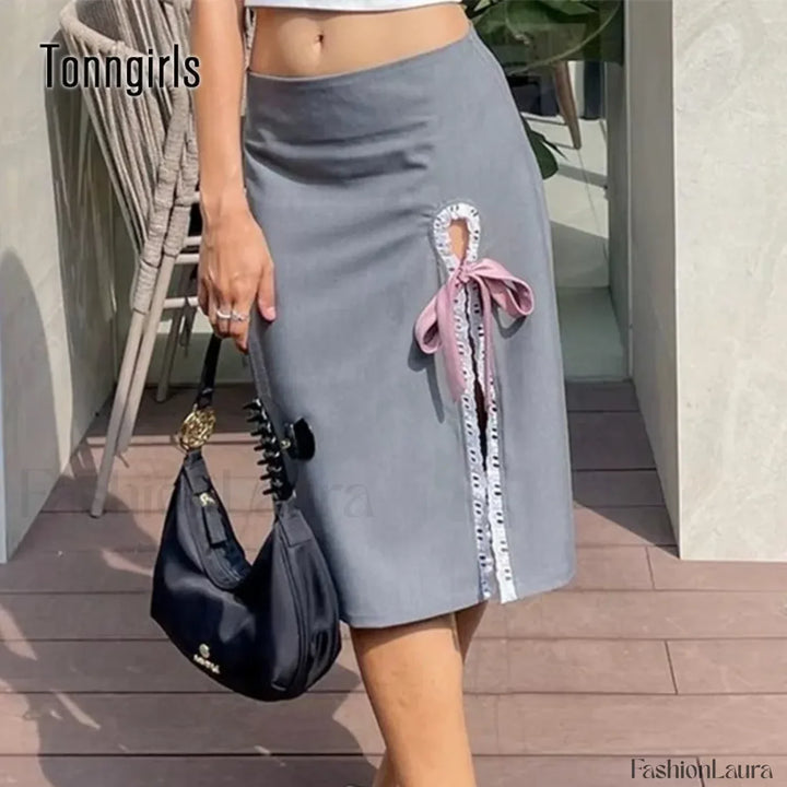 Emily & Isabella Brooks | Lace-Up Split A-Line Skirt