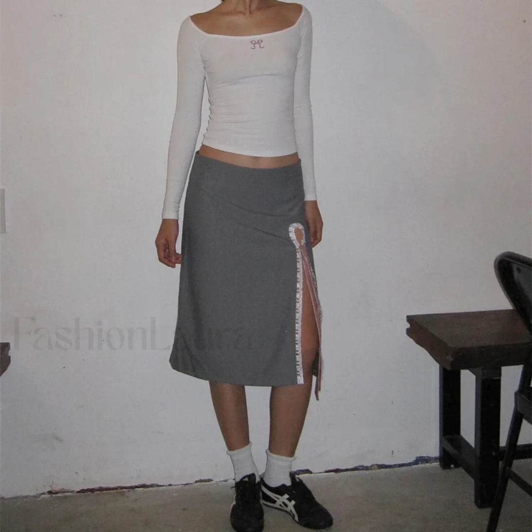 Emily & Isabella Brooks | Lace-Up Split A-Line Skirt