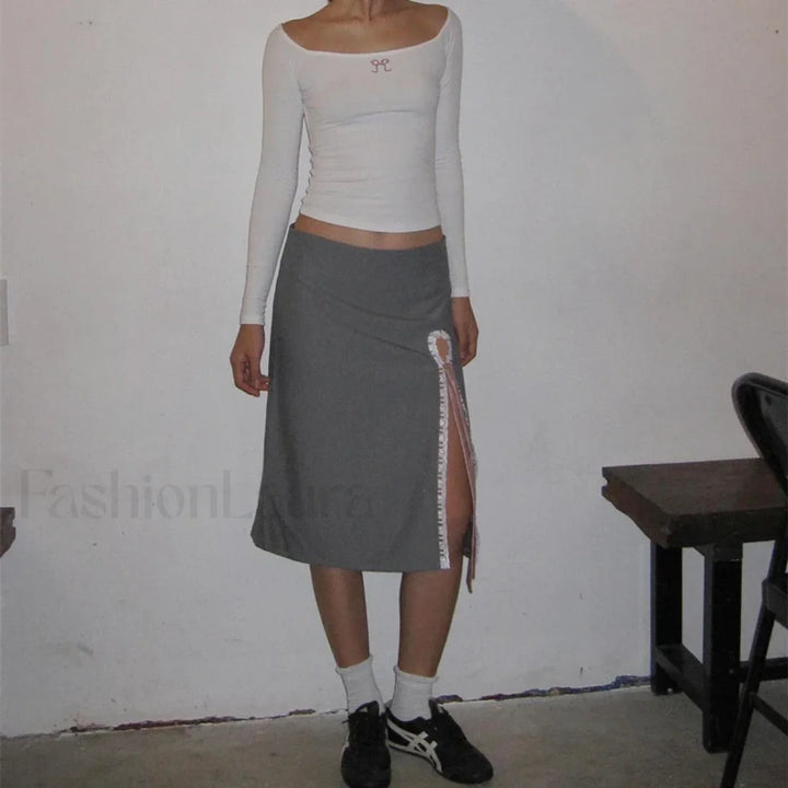 Emily & Isabella Brooks | Lace-Up Split A-Line Skirt