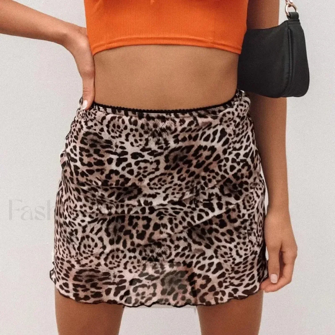 Emily & Isabella Brooks | Leopard Mesh Wrap Skirt