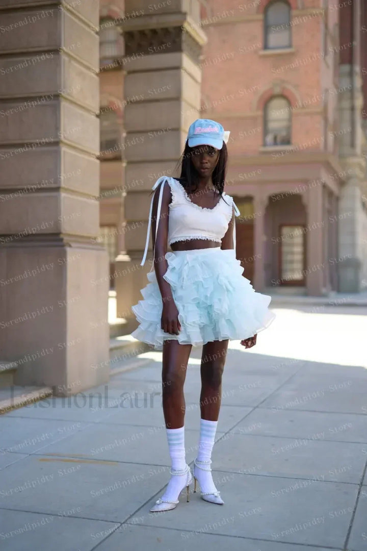 Emily & Isabella Brooks | Light Blue Chiffon Skirt