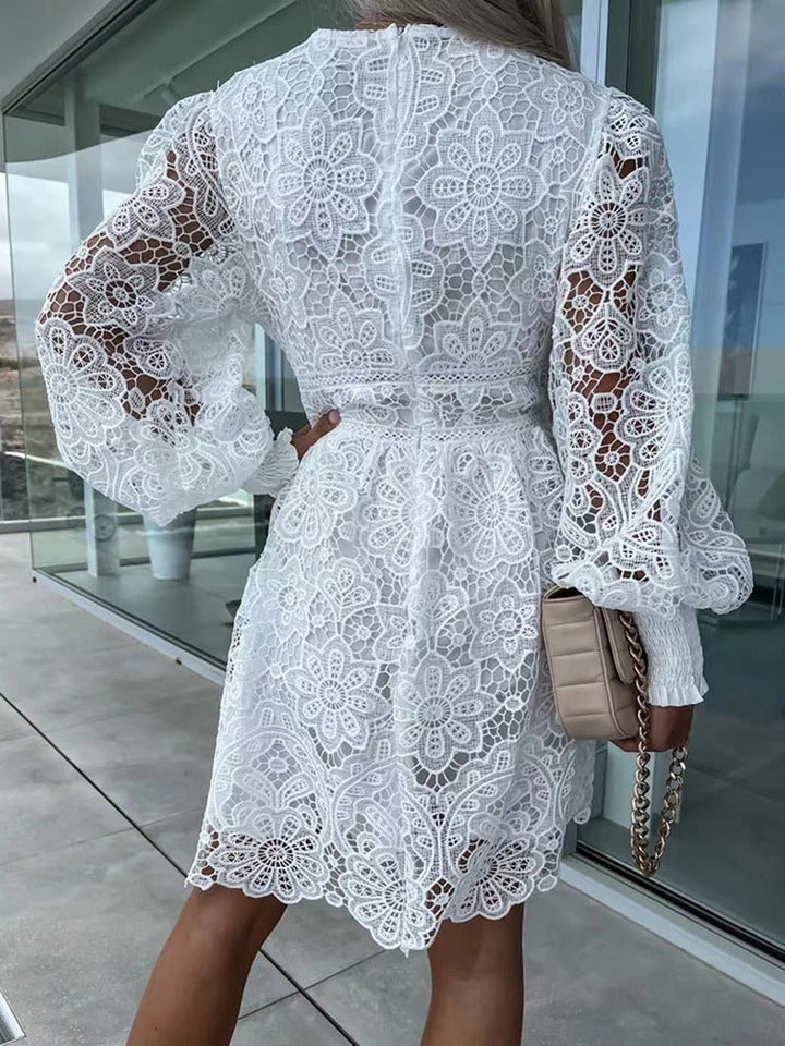 Emily & Isabella Brooks | Lace Cocktail Dress with Floral Detailing