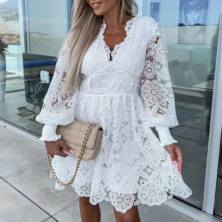 Emily & Isabella Brooks | Lace Cocktail Dress with Floral Detailing