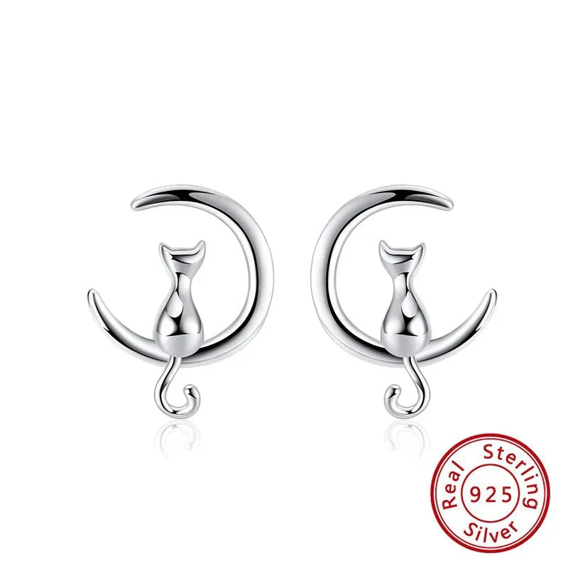 Emily & Isabella Brooks | Sterling Silver Stud Cat Earrings