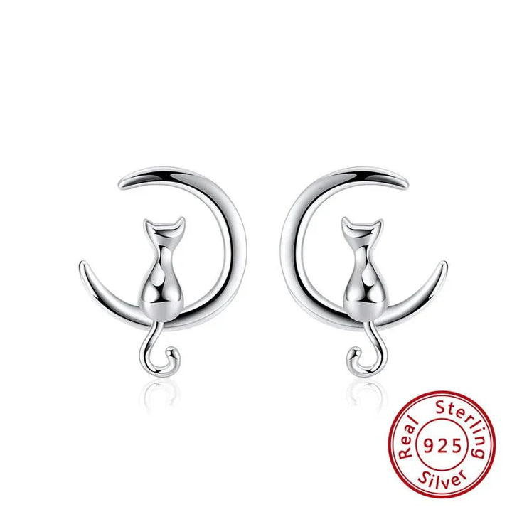 Emily & Isabella Brooks | Sterling Silver Stud Cat Earrings