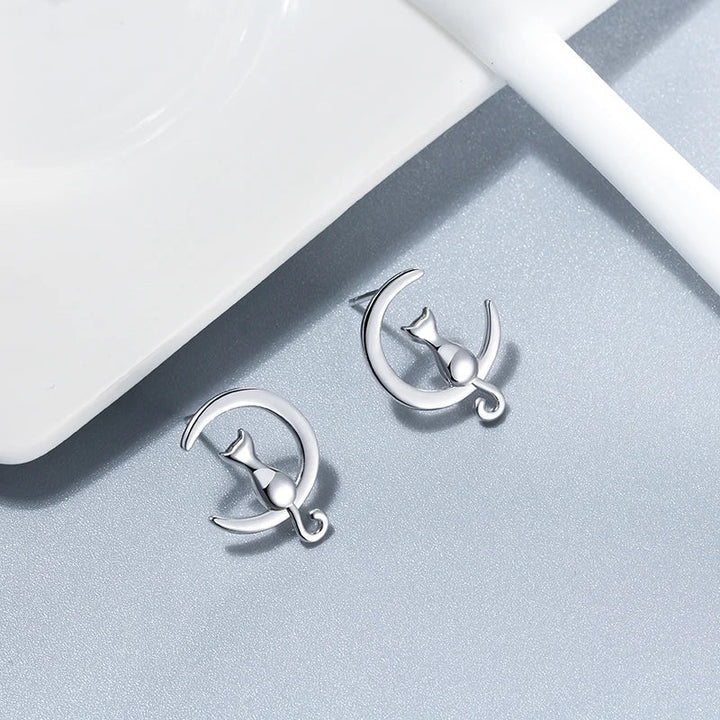 Emily & Isabella Brooks | Sterling Silver Stud Cat Earrings