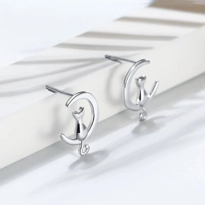 Emily & Isabella Brooks | Sterling Silver Stud Cat Earrings