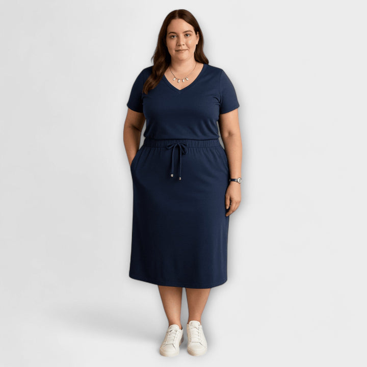 Emily & Isabella Brooks | Elegant V-Neck Top with Skirt