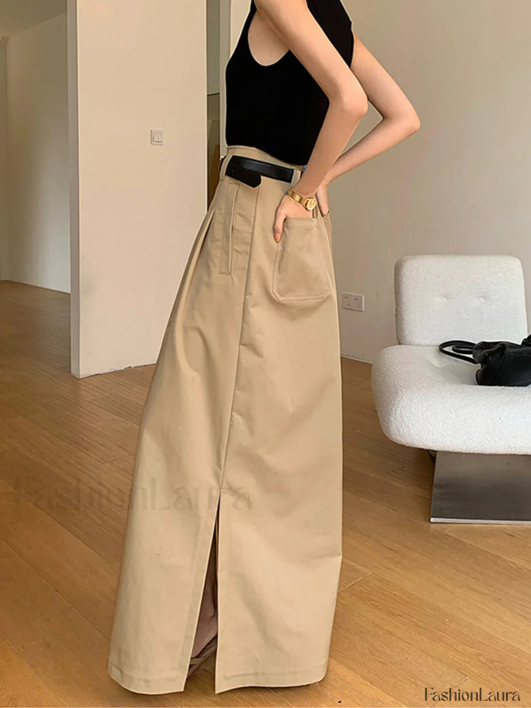 Emily & Isabella Brooks | High-Waist Pleated Flared Midi Skirt