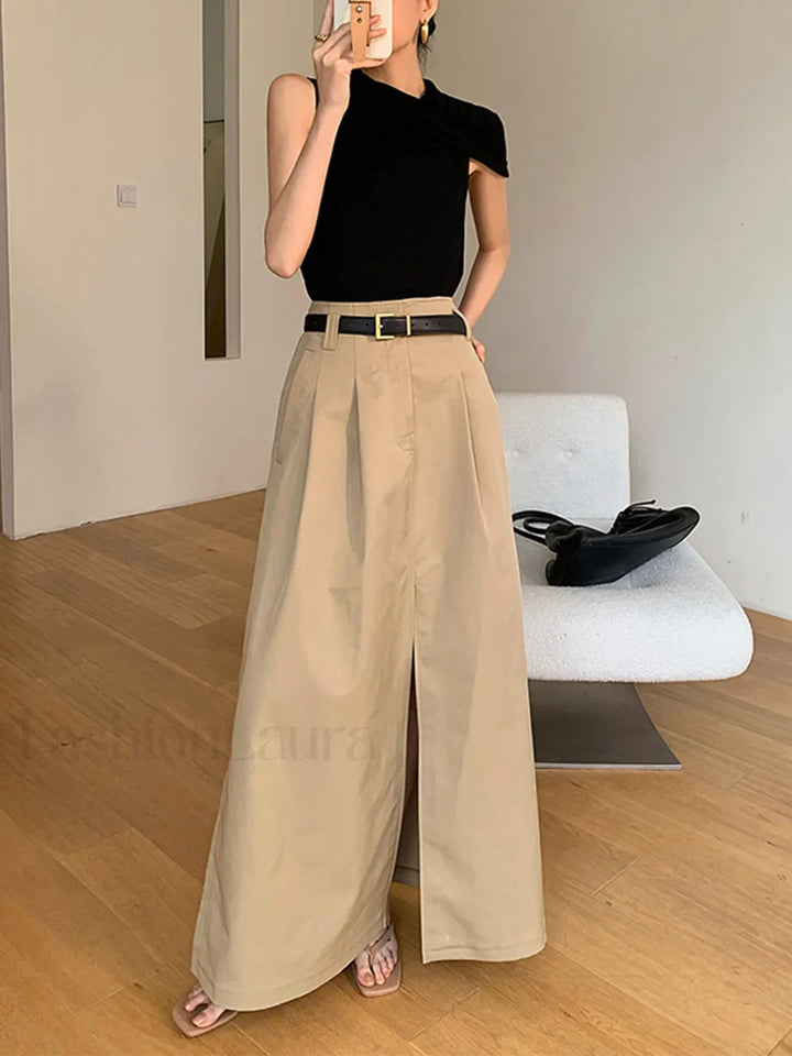 Emily & Isabella Brooks | High-Waist Pleated Flared Midi Skirt