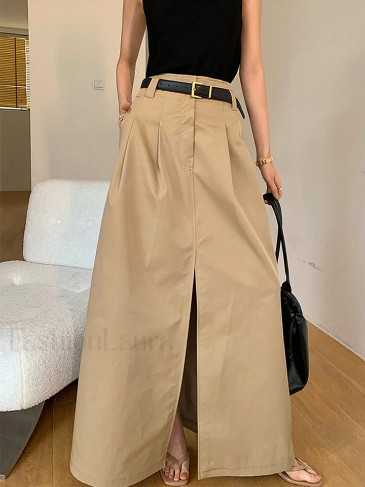 Emily & Isabella Brooks | High-Waist Pleated Flared Midi Skirt