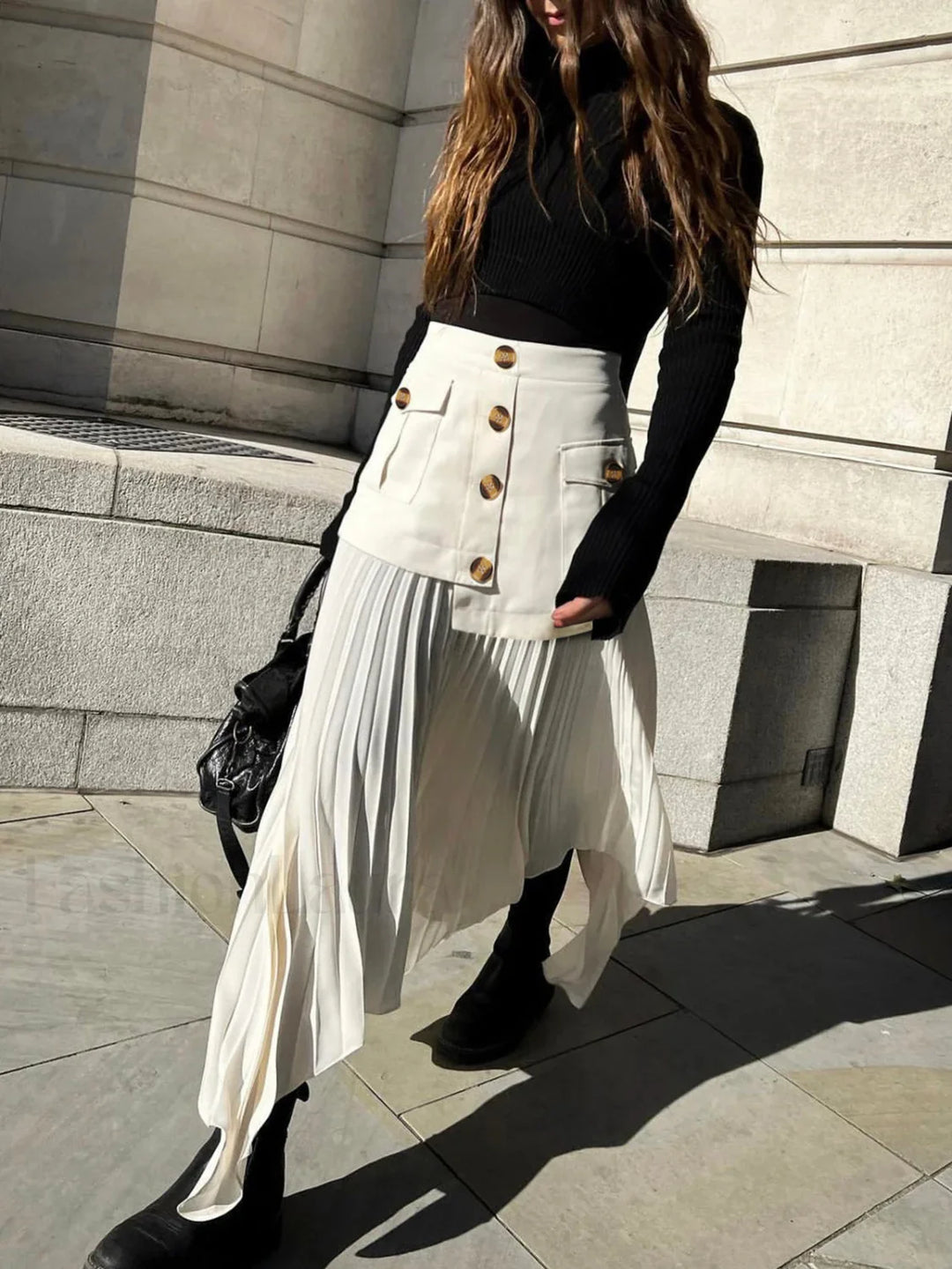 Emily & Isabella Brooks | Asymmetrical Pleated Midi Skirt