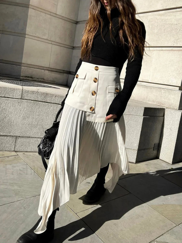 Emily & Isabella Brooks | Asymmetrical Pleated Midi Skirt