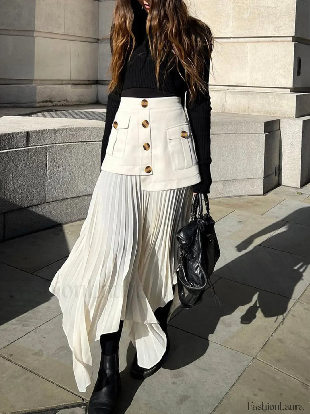 Emily & Isabella Brooks | Asymmetrical Pleated Midi Skirt