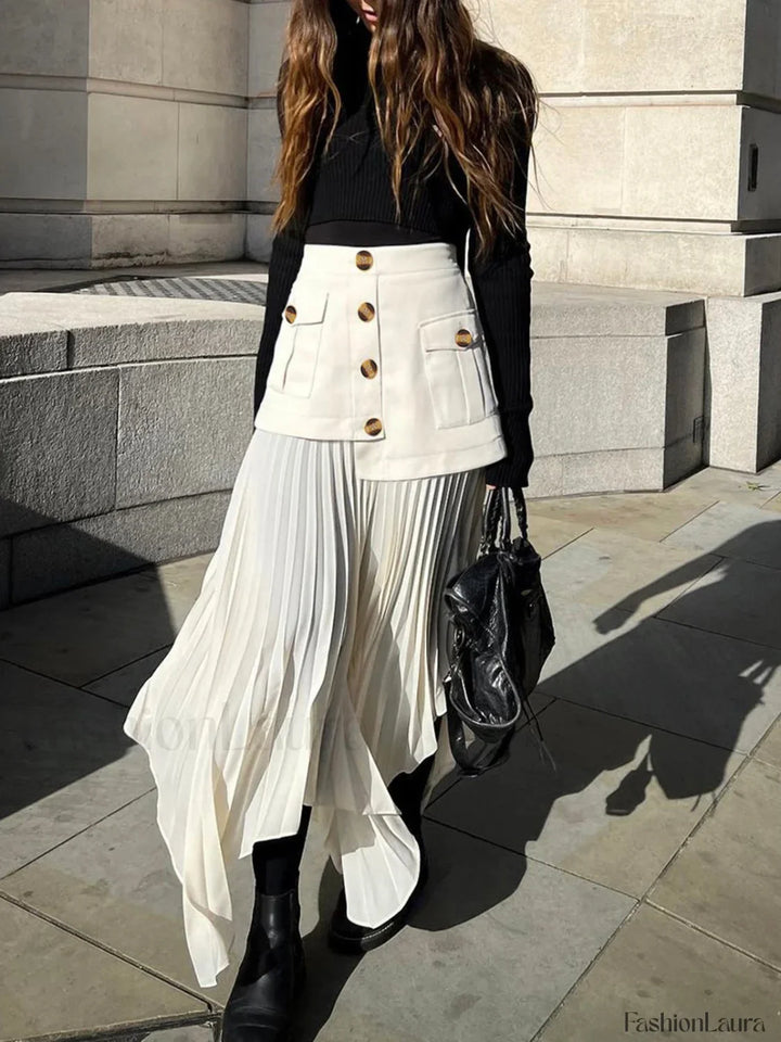 Emily & Isabella Brooks | Asymmetrical Pleated Midi Skirt