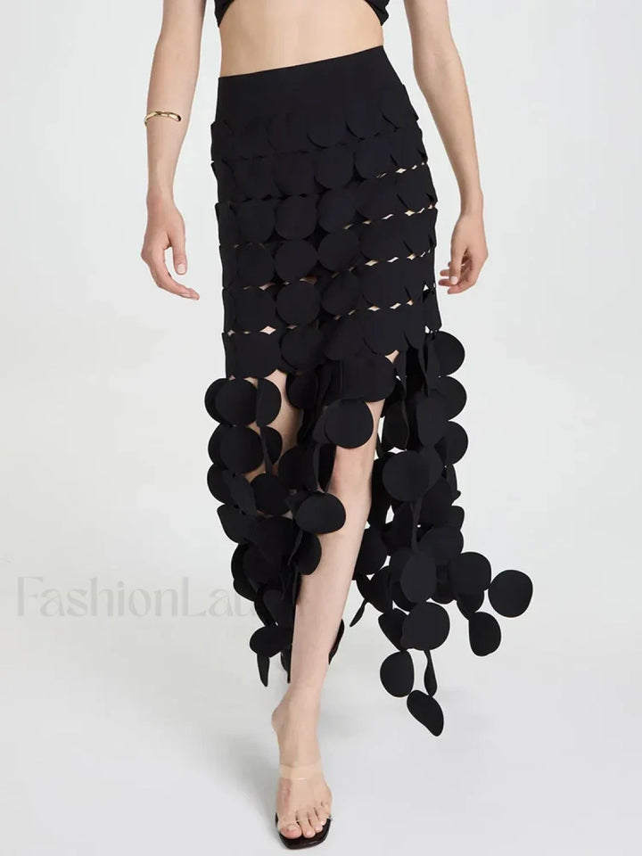 Emily & Isabella Brooks | Patchwork Tassel Midi Skirt