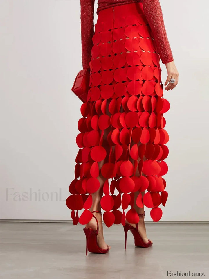 Emily & Isabella Brooks | Patchwork Tassel Midi Skirt