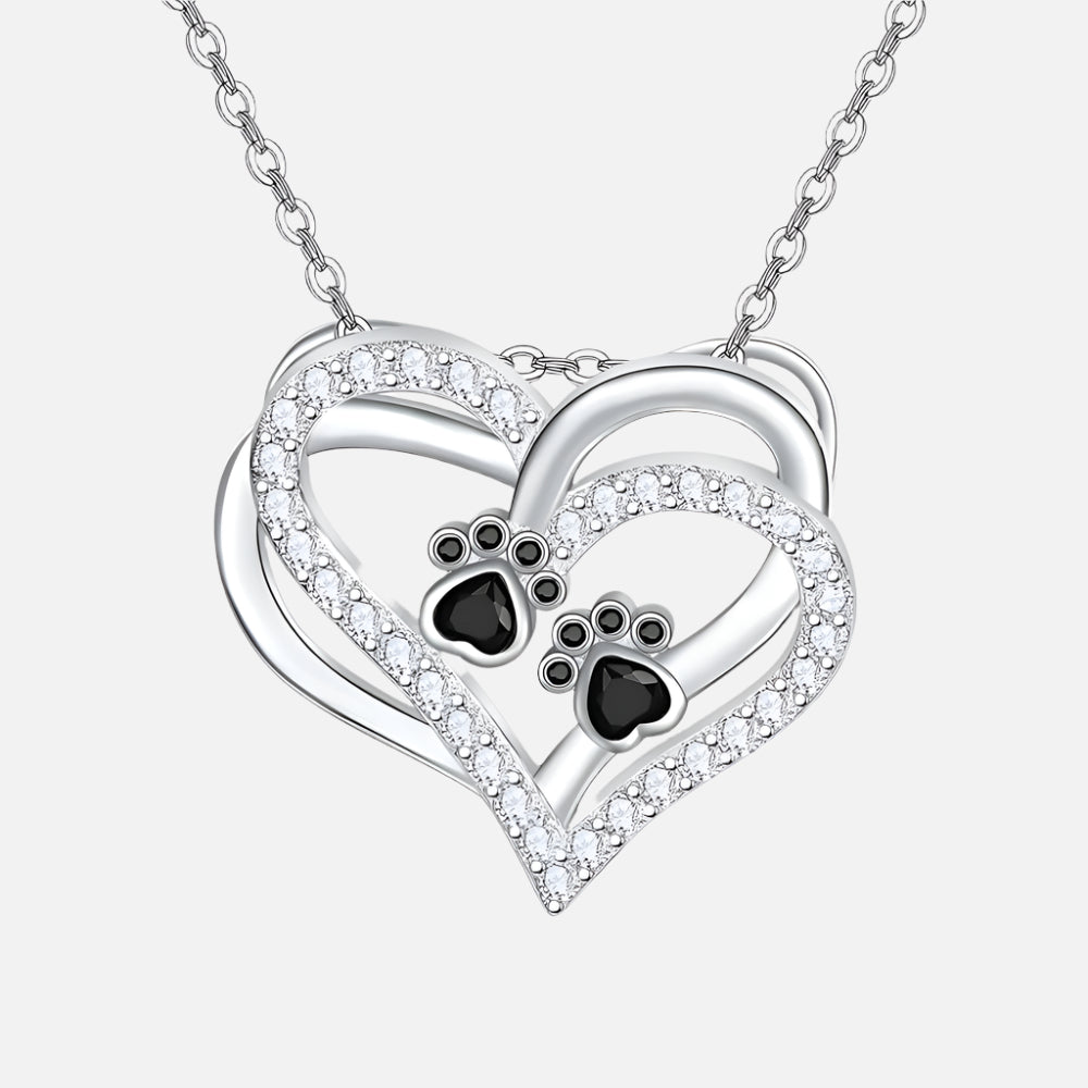 Emily & Isabella Brooks | Dog Paw Heart Necklace, Zirconia
