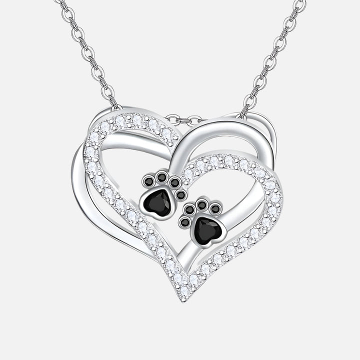 Emily & Isabella Brooks | Dog Paw Heart Necklace, Zirconia