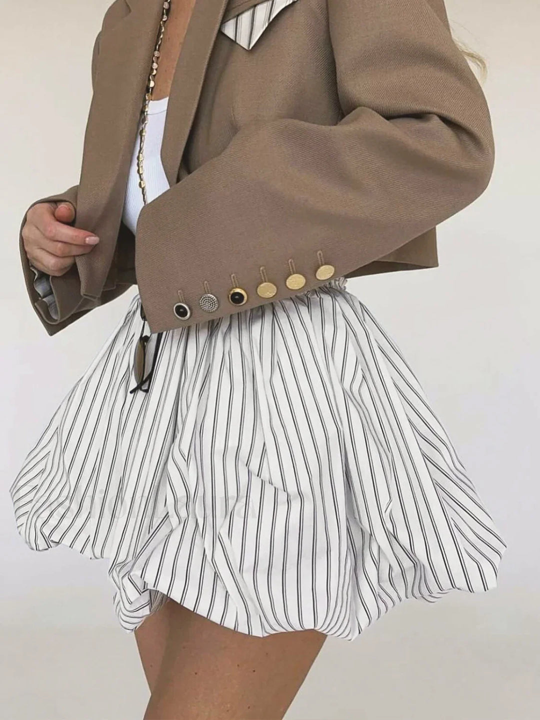 Emily & Isabella Brooks | Pinstripe Elastic Waist Bubble Skirt