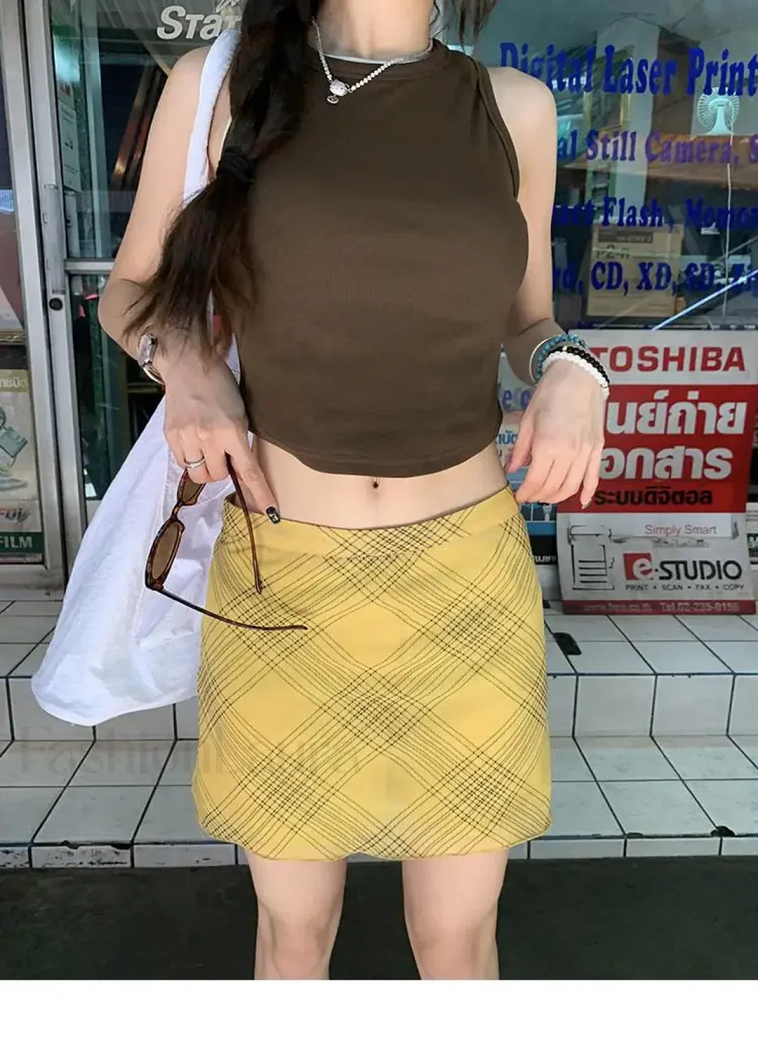 Emily & Isabella Brooks | Plaid High Waist Mini Skirt