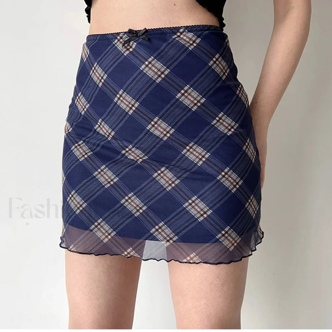 Emily & Isabella Brooks | Plaid Mesh Bodycon Skirt