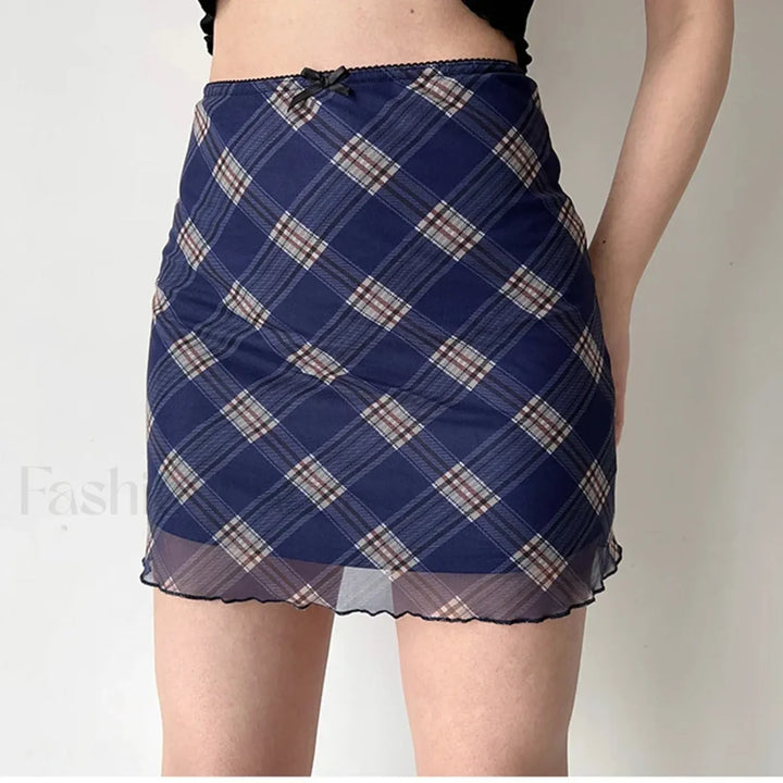 Emily & Isabella Brooks | Plaid Mesh Bodycon Skirt