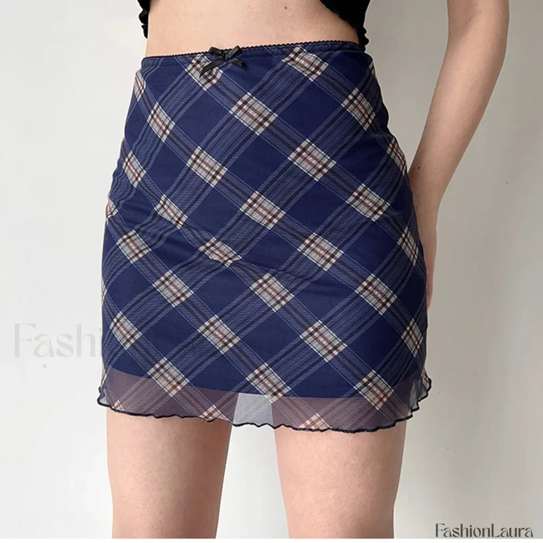 Emily & Isabella Brooks | Plaid Mesh Bodycon Skirt