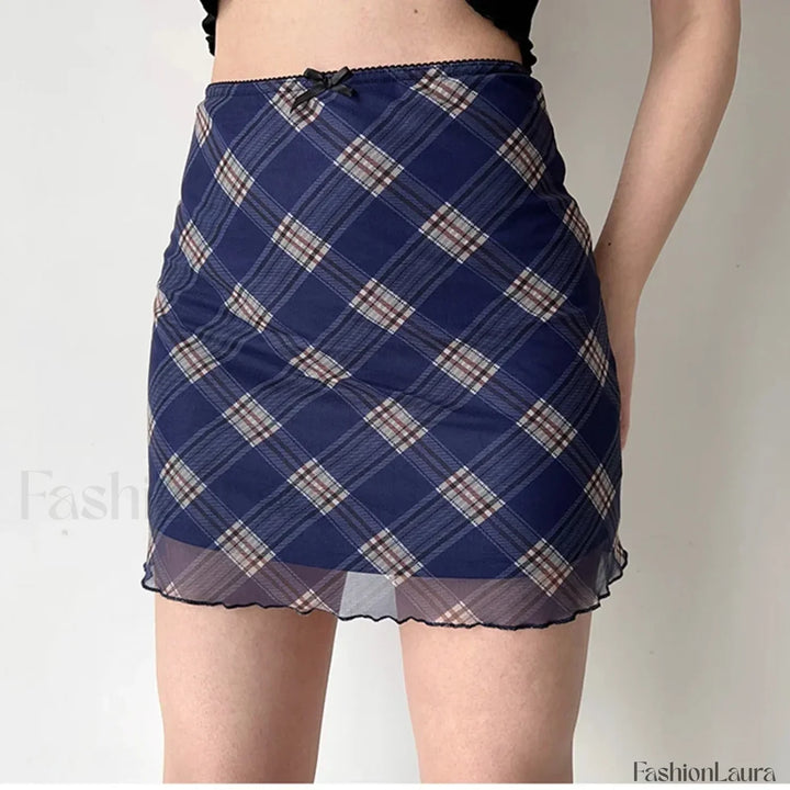Emily & Isabella Brooks | Plaid Mesh Bodycon Skirt