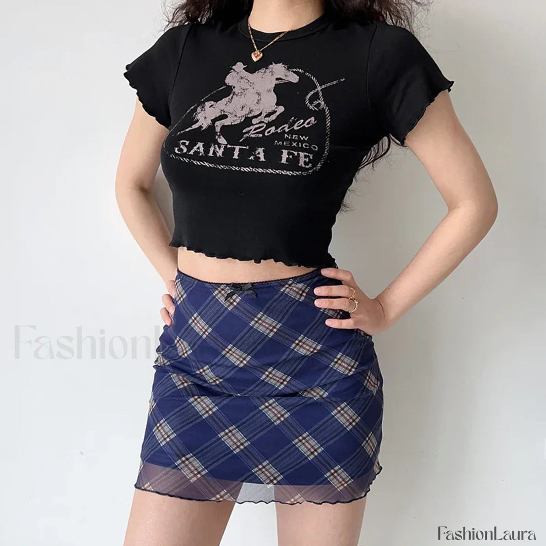 Emily & Isabella Brooks | Plaid Mesh Bodycon Skirt