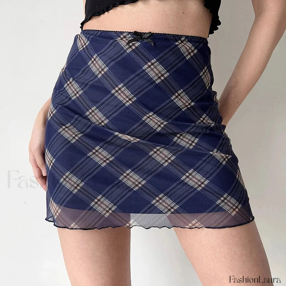 Emily & Isabella Brooks | Plaid Mesh Bodycon Skirt