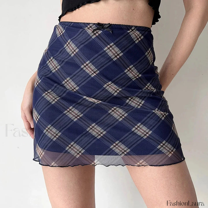 Emily & Isabella Brooks | Plaid Mesh Bodycon Skirt