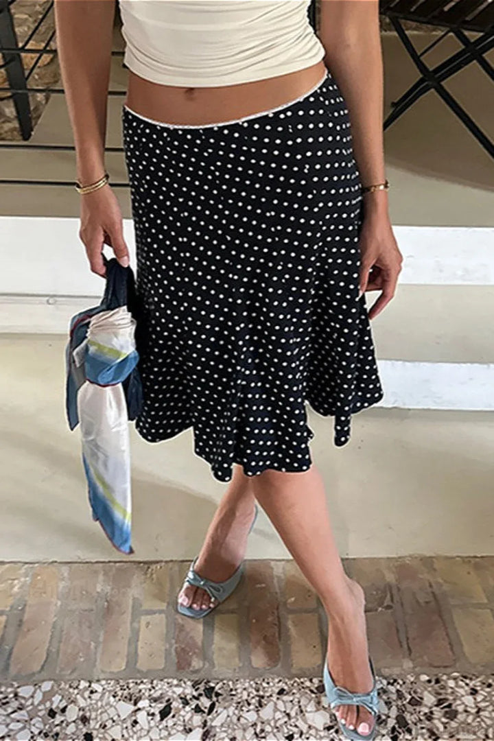 Emily & Isabella Brooks | Polka Dot Fishtail Midi Skirt
