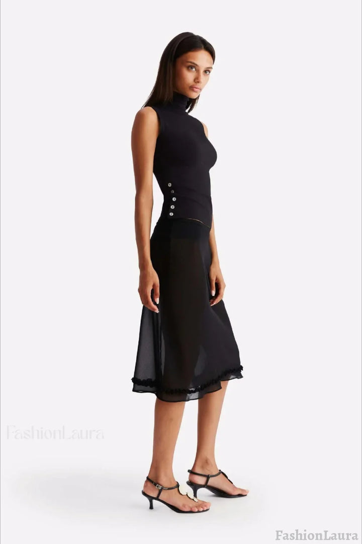 Emily & Isabella Brooks | Polka Dot High Waist A-Line Skirt