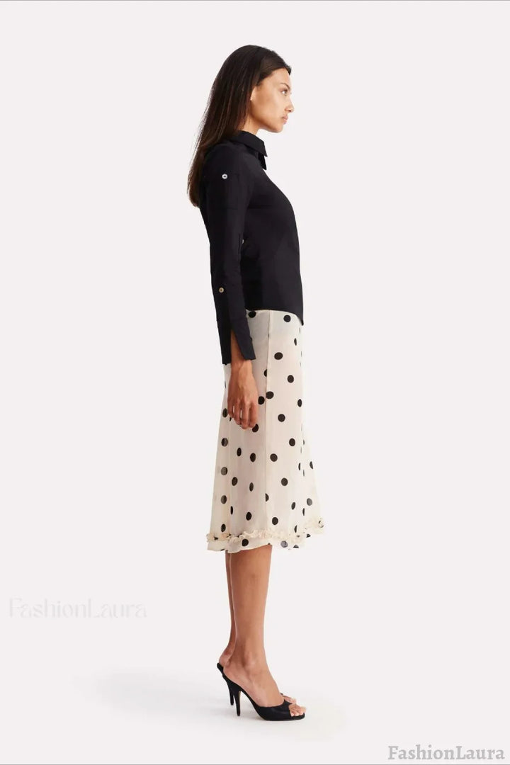 Emily & Isabella Brooks | Polka Dot High Waist A-Line Skirt