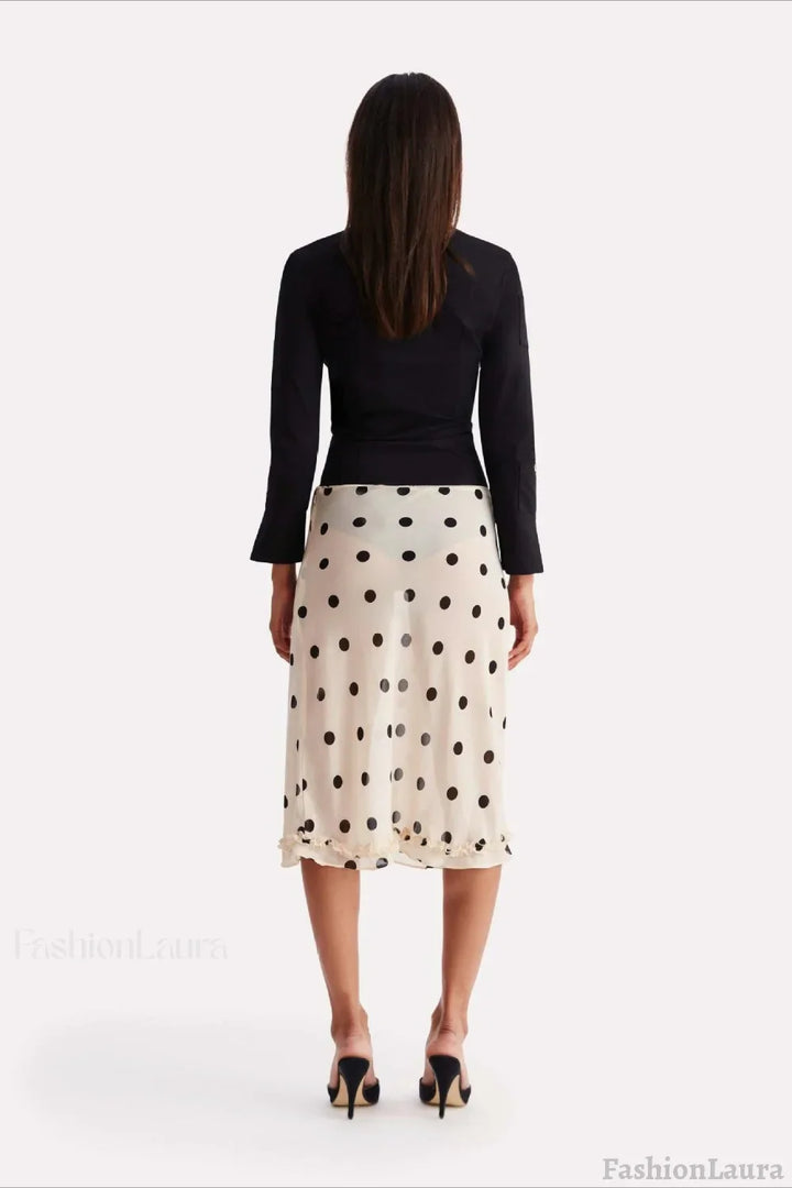 Emily & Isabella Brooks | Polka Dot High Waist A-Line Skirt