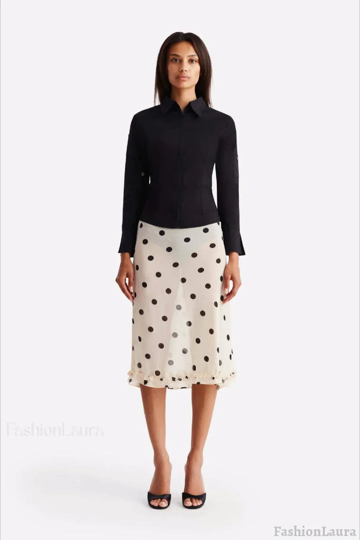 Emily & Isabella Brooks | Polka Dot High Waist A-Line Skirt