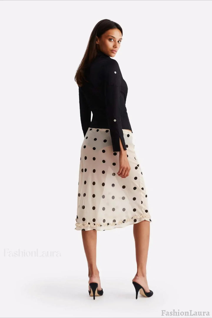 Emily & Isabella Brooks | Polka Dot High Waist A-Line Skirt