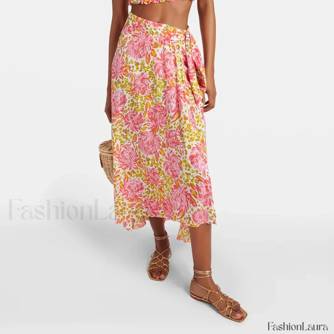 Emily & Isabella Brooks | Printed Asymmetric Straight Skirt