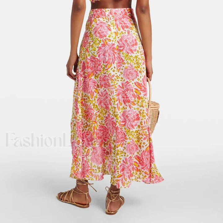 Emily & Isabella Brooks | Printed Asymmetric Straight Skirt