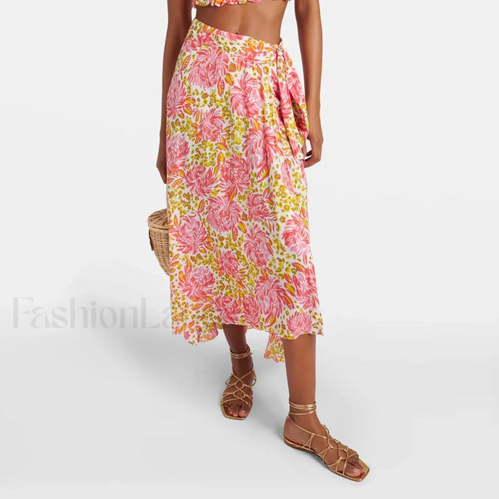 Emily & Isabella Brooks | Printed Asymmetric Straight Skirt