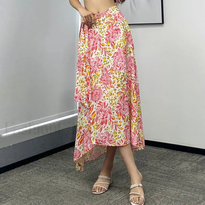 Emily & Isabella Brooks | Printed Asymmetric Straight Skirt
