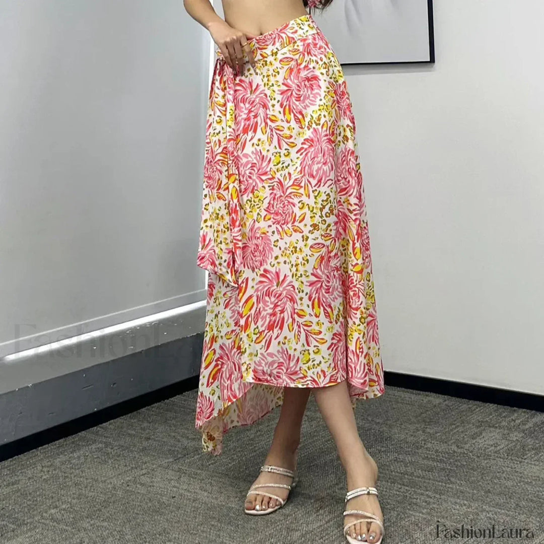 Emily & Isabella Brooks | Printed Asymmetric Straight Skirt