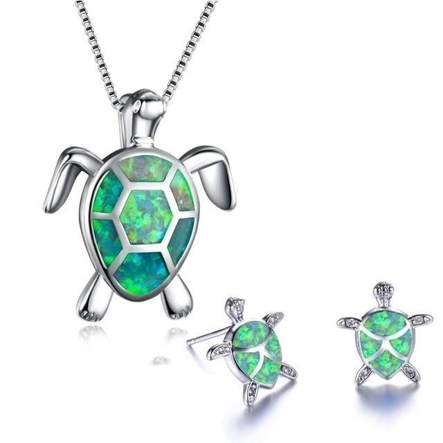 Emily & Isabella Brooks | Necklace and Earrings Set in Opal and Silver