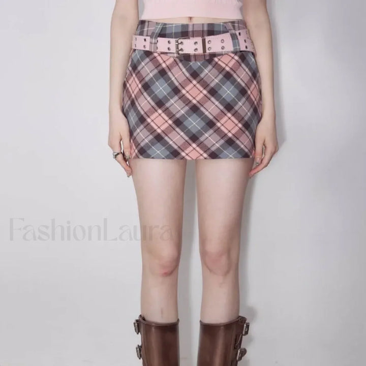Emily & Isabella Brooks | High Waist Plaid Skirt