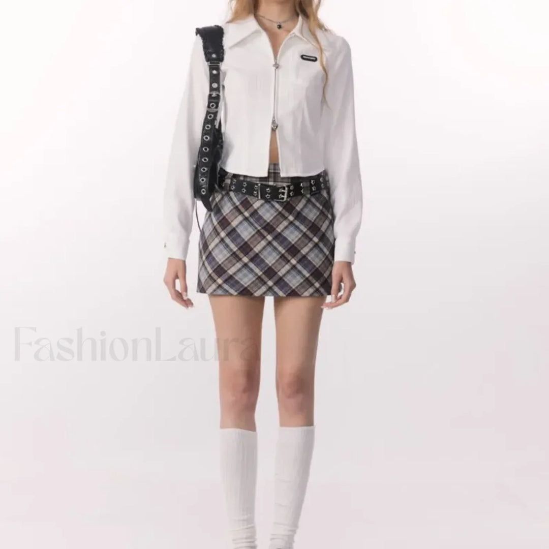 Emily & Isabella Brooks | High Waist Plaid Skirt