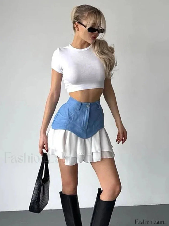 Emily & Isabella Brooks | Ruffled Pocket High Waist Mini Skirt